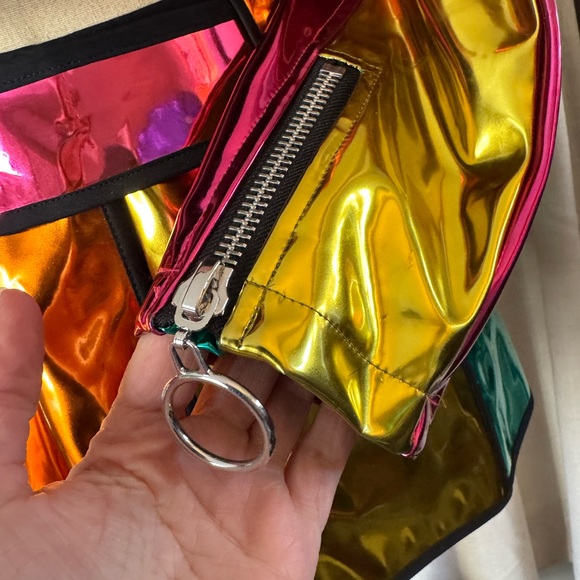 NWOT Club Exx by Dolls Kill Mirrored Color Block Moto Jacket, Sz M& Skirt Sz S - Picture 6 of 16